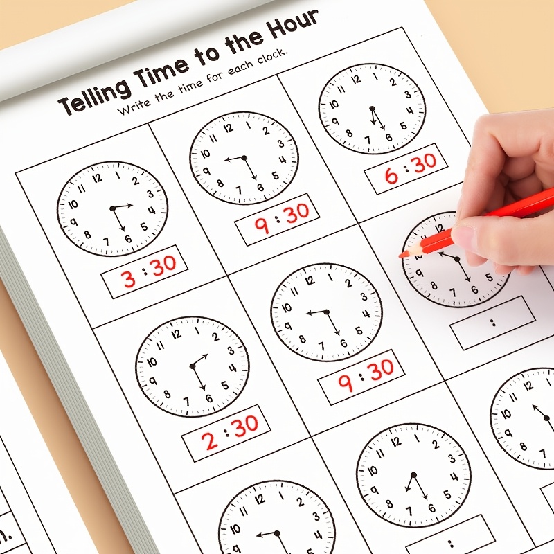 Kids Educational Workbooks - Children Telling Time Practice Workbook, Early