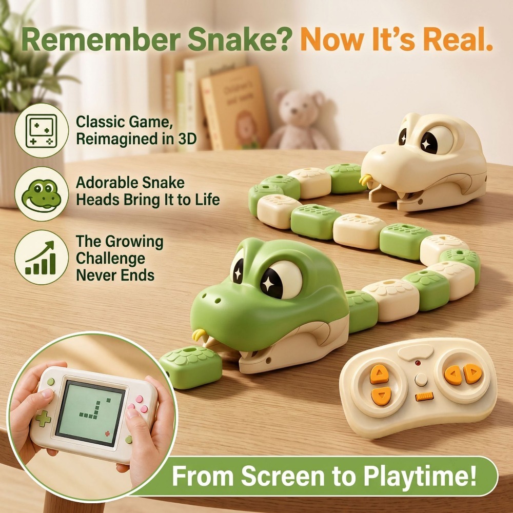 Kids Educational Gadget - Remote Controlled Greedy Snake Magnetic Attachment