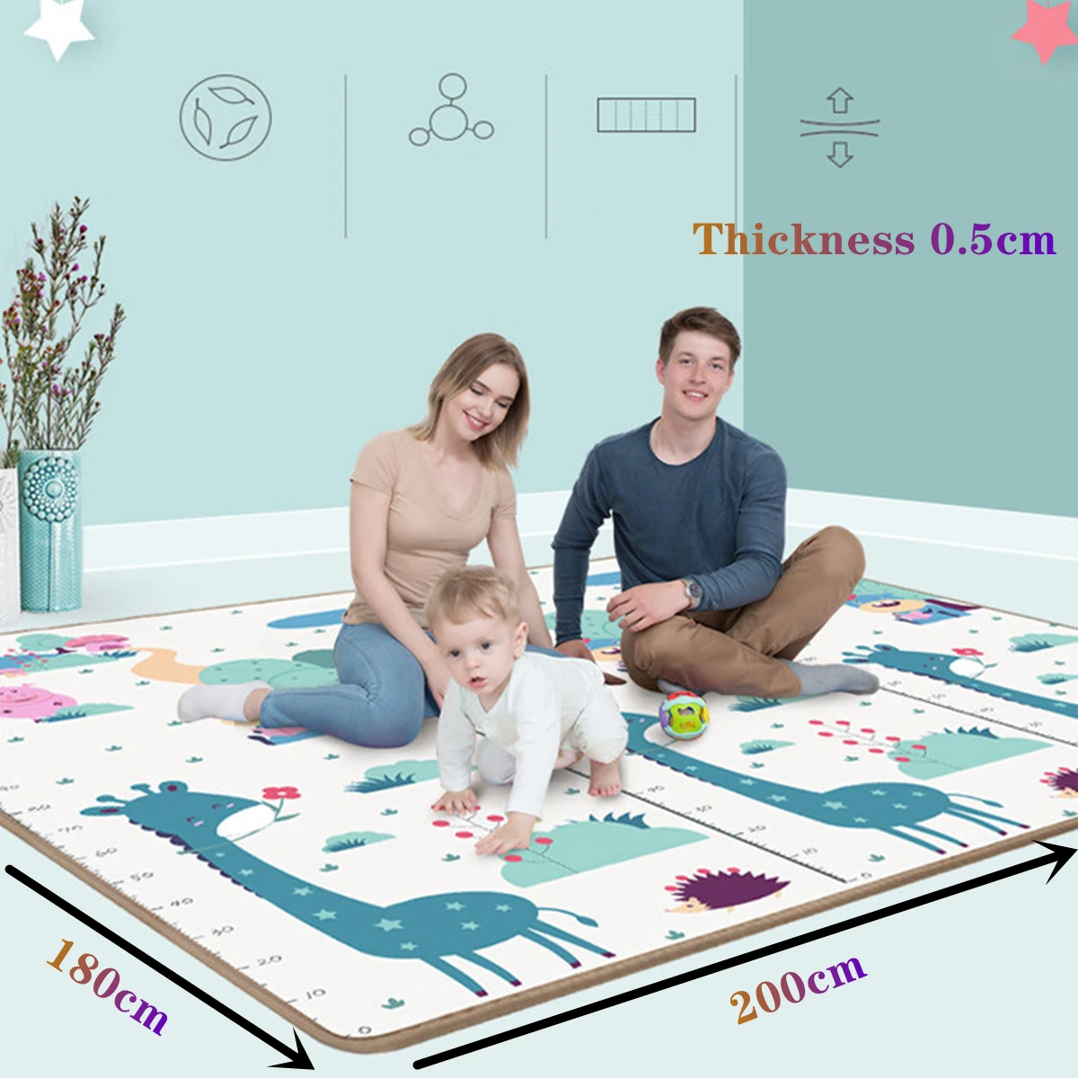 200x180cm Thick 0.5cm Baby Pla - Kids Education Allowance ulasan dan harga